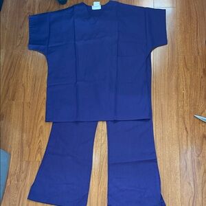 Eggplant purple XS scrub top, small scrub bottom